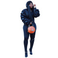 C7187 Latest Women Winter Pullover Clothes Puff Sleeve Blouses Outfits 2 Piece Joggers Sportswear Tracksuit Hoodie Set